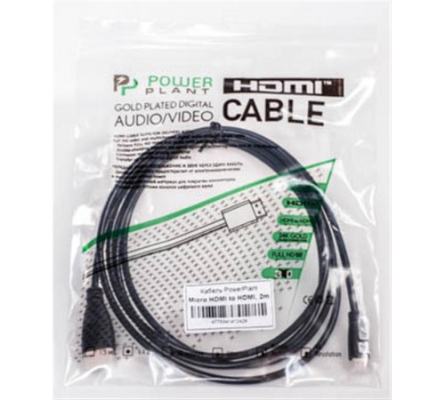 Кабель PowerPlant (KD00AS1242) HDMI-microHDMI v1.3, 2м, Black