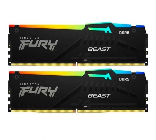Модуль пам`яті DDR5 2x8GB/5200 Kingston Fury Beast RGB Black (KF552C40BBAK2-16)