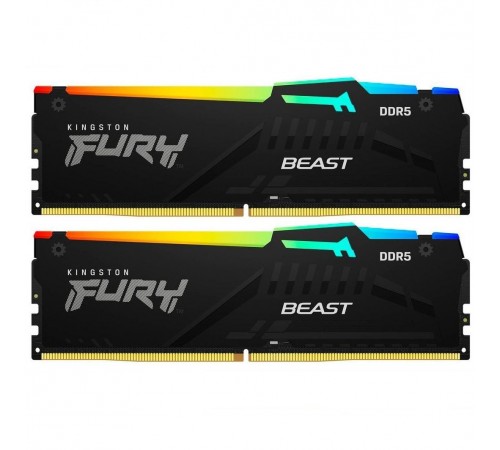 Модуль пам`яті DDR5 2x32GB/5600 Kingston Fury Beast RGB Black (KF556C36BBE2AK2-64)