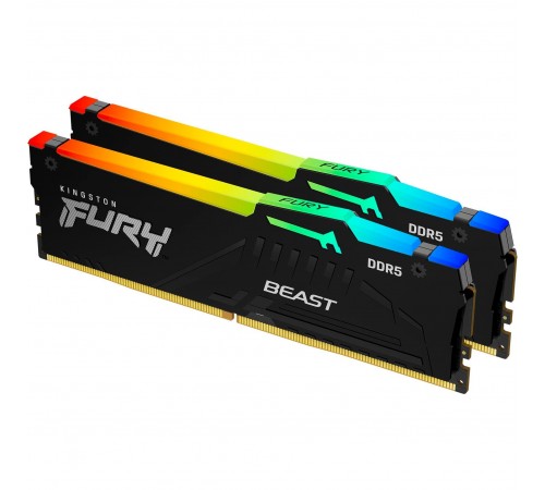Модуль пам`яті DDR5 2x32GB/5600 Kingston Fury Beast RGB Black (KF556C36BBE2AK2-64)