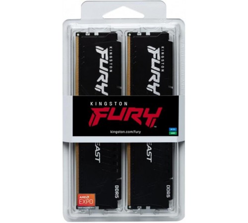 Модуль пам`яті DDR5 2x32GB/6400 Kingston Fury Beast Black (KF564C32BBK2-64)