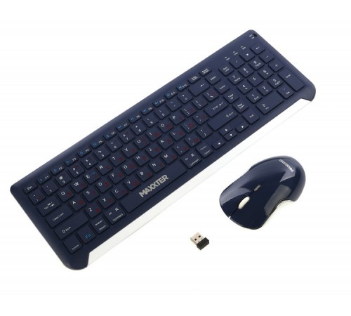 Комплект (клавіатура, миша) бездротовий Maxxter KMS-WCM-01BL-UA Dark Blue