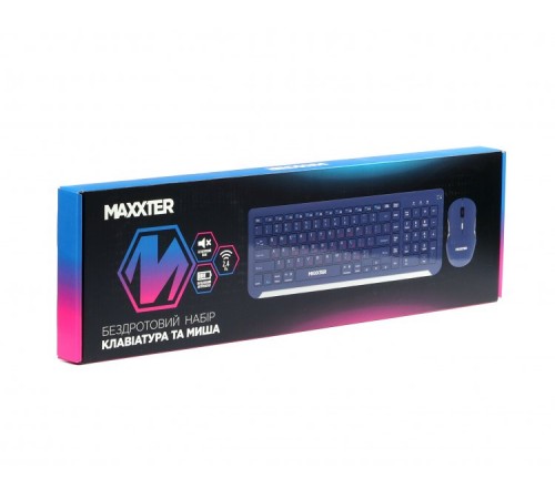 Комплект (клавіатура, миша) бездротовий Maxxter KMS-WCM-01BL-UA Dark Blue