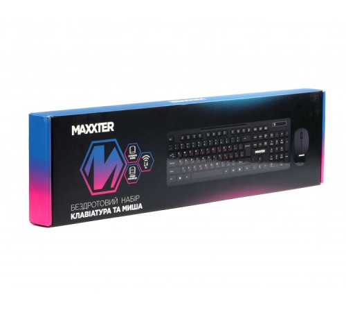 Комплект (клавіатура, миша) бездротовий Maxxter KMS-WCM-02B-UA Black