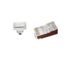 Конектор RJ 45 Cablexpert (LC-PTF-01/10) екранований, із позолоченими контактами, з наскрізними отворами (10 шт/уп)
