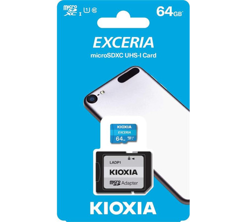 Карта пам`ятi MicroSDXC 64GB UHS-I Class 10 Kioxia Exceria R100MB/s (LMEX1L064GG2) + SD-адаптер