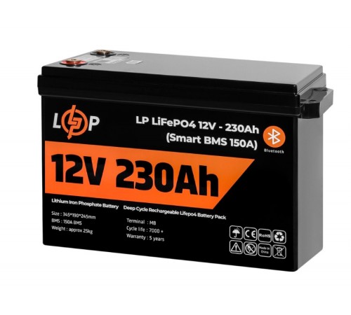 Акумуляторна батарея LogicPower 12V 230 AH (2944Wh) Smart BT для ДБЖ (BMS 150A/75А) LiFePO4 Акумуляторна батарея LogicPower 12V 230 AH (2944Wh) Smart BT для ДБЖ (BMS 150A/75А) LiFePO4