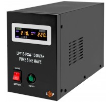 Джерело безперебійного живлення LogicPower LPY-B-PSW-1500VA+ (1050Вт)10A/15A, Lin.int., AVR, 2 x евро, метал