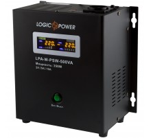 Джерело безперебійного живлення LogicPower LPA-W-PSW-500VA (350Вт)2A/5A/10A, Lin.int., AVR, 1 x евро, LCD, металл, з правильною синусоїдою 12V, настінний