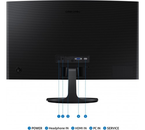 Монiтор Samsung 24" Essential S3 LS24D360 (LS24D360GAIXUA) VA Black Curved 100Hz