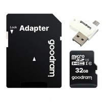 Карта пам`ятi MicroSDHC 32GB UHS-I Class 10 Goodram + SD-adapter + OTG Card reader (M1A4-0320R12)