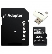 Карта пам`ятi MicroSDHC 32GB UHS-I Class 10 Goodram + SD-adapter + OTG Card reader (M1A4-0320R12)