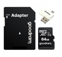 Карта пам`ятi MicroSDXC 64GB UHS-I Class 10 Goodram + SD-adapter + OTG Card reader (M1A4-0640R12)
