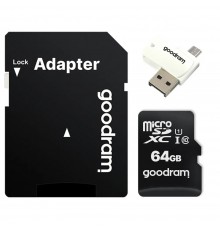Карта пам`ятi MicroSDXC 64GB UHS-I Class 10 Goodram + SD-adapter + OTG Card reader (M1A4-0640R12)