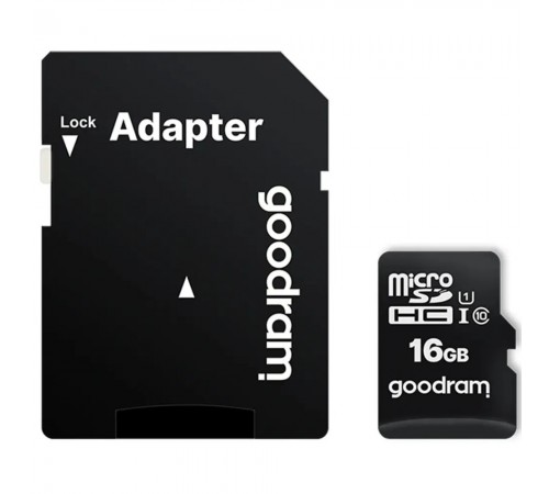 Карта пам`яті MicroSDHC 16GB UHS-I Class 10 Goodram + SD-adapter (M1AA-0160R12)