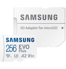Карта пам`яті MicroSDXC  256GB UHS-I U3 V30 A2 Samsung Evo Plus + SD-адаптер (MB-MC256SA/EU)