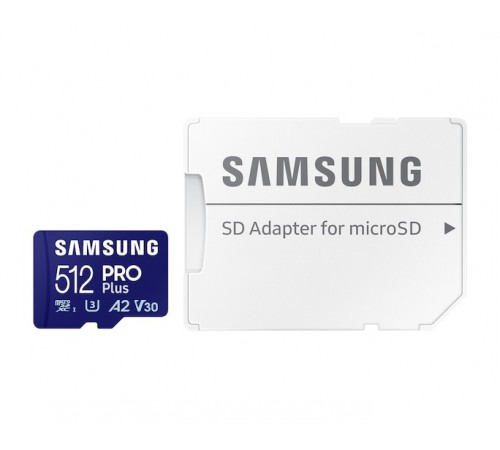 Карта пам`яті MicroSDXC 512GB UHS-I/U3 Class 10 Samsung Pro Plus R180/W130MB/s + SD-адаптер (MB-MD512SB/WW)