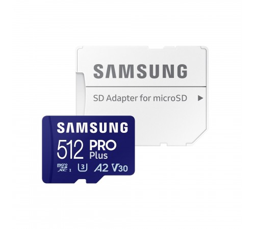 Карта пам`яті MicroSDXC 512GB UHS-I/U3 Class 10 Samsung Pro Plus R180/W130MB/s + SD-адаптер (MB-MD512SB/WW)