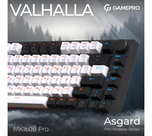 Клавіатура бездротова GamePro Asgard Valhalla QLAB Sakura Switch Black (MK160-B-QS-PRO)