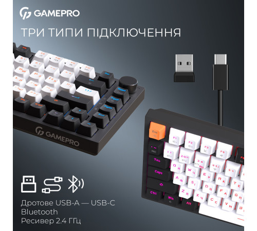 Клавіатура бездротова GamePro Asgard Valhalla QLAB Sakura Switch Black (MK160-B-QS-PRO)
