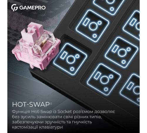 Клавіатура бездротова GamePro Asgard Valhalla QLAB Sakura Switch Black (MK160-B-QS-PRO)