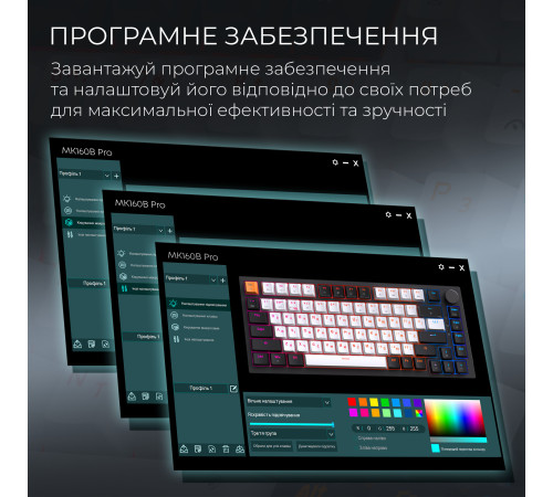 Клавіатура бездротова GamePro Asgard Valhalla QLAB Sakura Switch Black (MK160-B-QS-PRO)