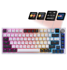 Клавіатура бездротова GamePro Asgard Valhalla QLAB Sakura Switch White With Display (MK160-W-D-QS-PRO)
