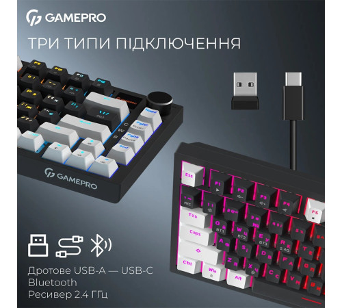 Клавіатура бездротова GamePro Asgard Valhalla Pro Black (MK160B-D-Pro)
