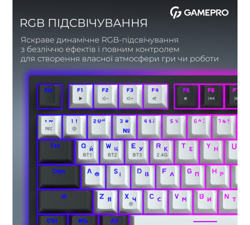 Клавіатура бездротова GamePro Asgard Valhalla Pro White (MK160W-D-Pro)