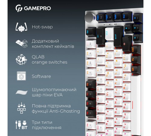 Клавіатура бездротова GamePro Asgard Valhalla MK160W Pro White