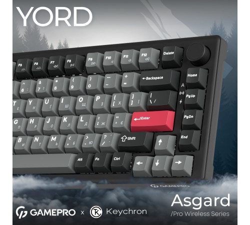 Клавіатура бездротова GamePro Asgard Yord Keychron Super Red Switch Black (MK266BK)