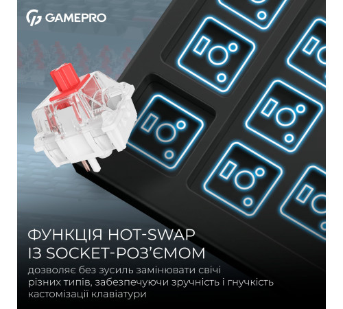Клавіатура бездротова GamePro Asgard Yord Keychron Super Red Switch Black (MK266BK)