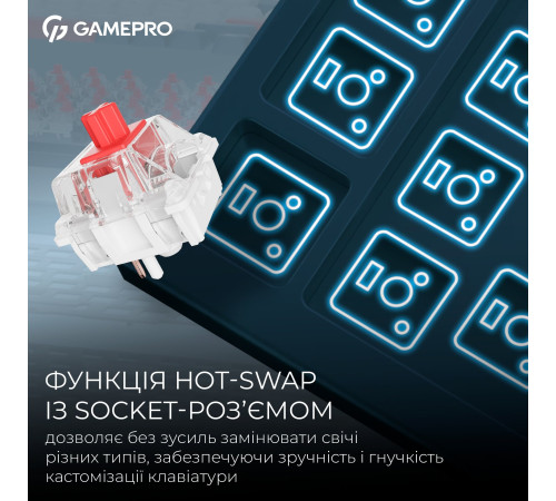 Клавіатура бездротова GamePro Asgard Yord Keychron Super Red Switch Blue (MK266BL)