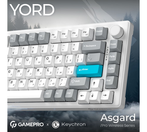 Клавіатура бездротова GamePro Asgard Yord Keychron Super Red Switch White (MK266WH)