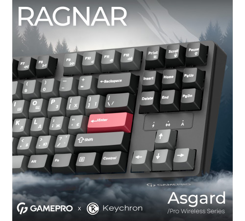 Клавіатура бездротова GamePro Asgard Ragnar Keychron Super Red Switch Black (MK285BK)