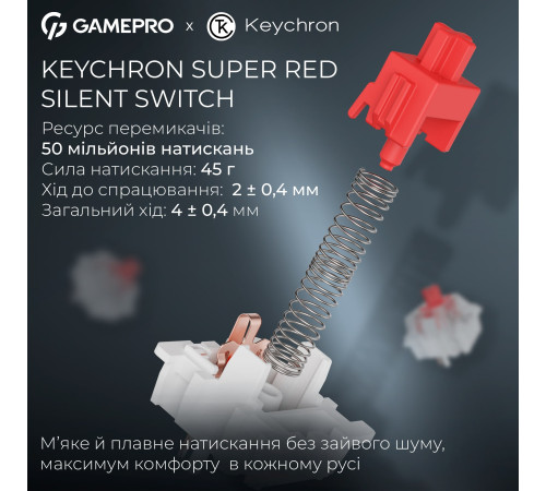 Клавіатура бездротова GamePro Asgard Ragnar Keychron Super Red Switch Black (MK285BK)