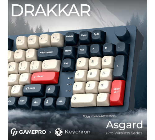 Клавіатура бездротова GamePro Asgard Drakkar Keychron Super Red Switch Blue (MK305BL)
