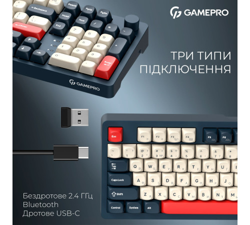 Клавіатура бездротова GamePro Asgard Drakkar Keychron Super Red Switch Blue (MK305BL)