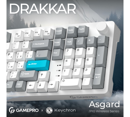 Клавіатура бездротова GamePro Asgard Drakkar Keychron Super Red Switch White (MK305WH)