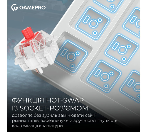 Клавіатура бездротова GamePro Asgard Drakkar Keychron Super Red Switch White (MK305WH)