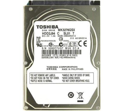 Накопичувач HDD 2.5" SATA 320GB Toshiba 5400rpm 8MB (MK3276GSX) гар. 12 мiс. Refurbished