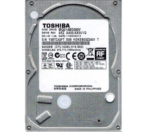 Накопичувач HDD 2.5" SATA 500GB Toshiba 5400rpm 8MB (MQ01ABD050V) Refurbished