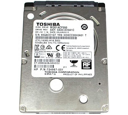 Накопичувач HDD 2.5" SATA 500GB Toshiba 7200rpm 16MB (MQ01ACF050) Ref