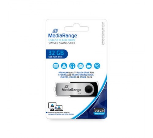 Флеш-накопичувач USB2.0 32GB MediaRange Black/Silver (MR911)
