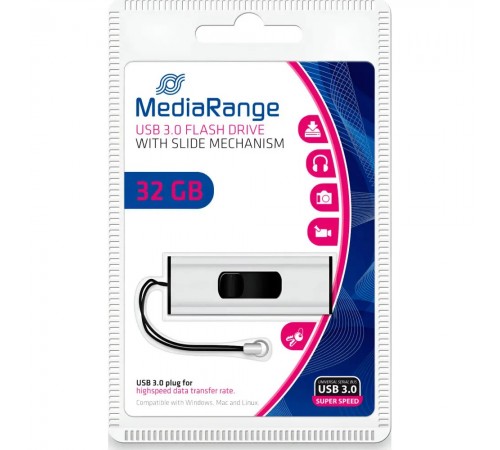 Флеш-накопичувач USB3.0 32GB MediaRange Black/Silver (MR916)