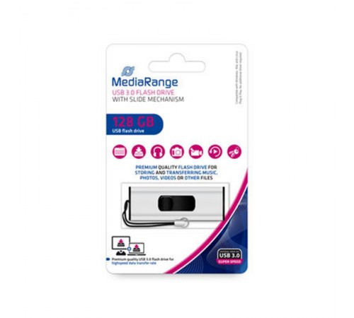 Флеш-накопичувач USB3.0 128GB MediaRange Black/Silver (MR918)