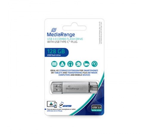 Флеш-накопичувач USB3.0 128GB Type-C MediaRange Silver (MR938) Флеш-накопичувач USB3.0 128GB Type-C MediaRange Silver (MR938)