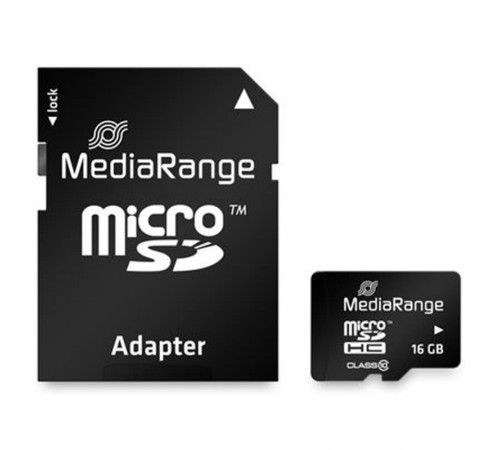 Карта пам`ятi MicroSDHC 16GB Class 10 MediaRange R45/W12MB/s + SD-adapter (MR958)