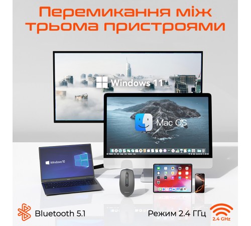 Миша бездротова Meetion BTM100R Black/Steel Gray (MT-BTM100R-A)