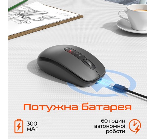 Миша бездротова Meetion BTM100R Black/Steel Gray (MT-BTM100R-A)